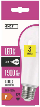 Żarówka LED Emos Lighting 17.6W 4000K 220-240V E27 Neutralny biały A67 (8592920075500)