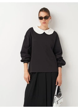 Свитшот H&M S Черный 0935858_бел.воротн.
