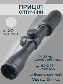 Оптичний приціл Vector Optics Matiz 2-7x32 (25,4 мм) MOA SFP SCOM-33