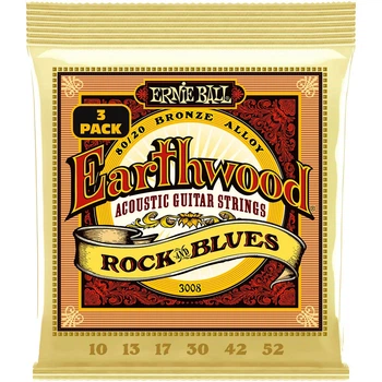 Струны Ernie Ball 3008 Earthwood 80/20 Bronze 10-52 Rock and Blues 3-pack