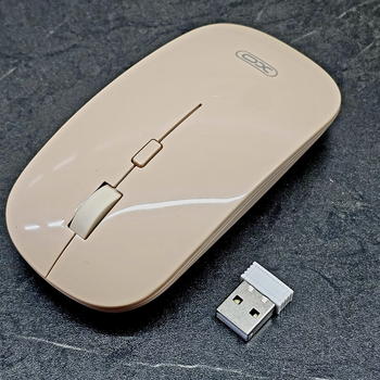 Мышка компьютерная беспроводная XO M7 Stylish Glossy (AAA batteries), бежева