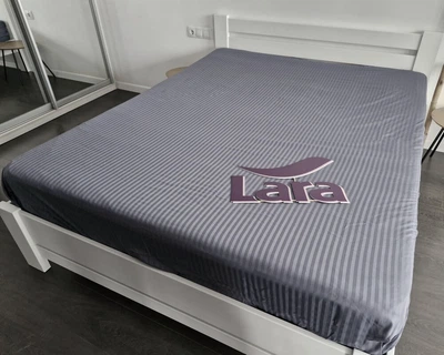 Простынь на резинке LARA сатин-страйп LUX d13206 graphite 180х200х25