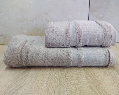 Набор турецких бамбуковых махровых полотенец Cestepe 50х90+70х140 Bamboo Aymira Dark Bej