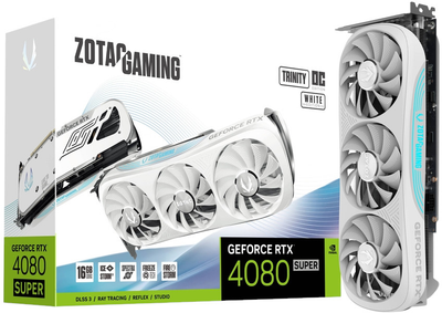 Відеокарта Zotac PCI-Ex GeForce RTX 4080 SUPER Trinity OC White Edition 16GB GDDR6X (256bit) (2565/10240) (1 x HDMI, 3 x DisplayPort) (ZT-D40820Q-10P)