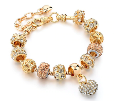 Женский браслет Primo Heart с шармами - Gold Pink