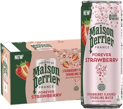 Упаковка напитка безалкогольного газированного Perrier Water Strawberry 0,25 л ж/б Мультипак х 10 шт (8445291047006)