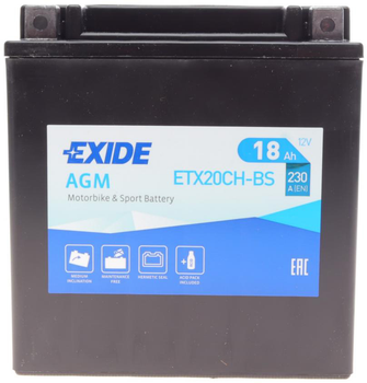 Аккумуляторная батарея Exide AGM 18 А/час 230 A 150 x 87 x 161 мм (+/-) B0 (ETX20CH-BS)