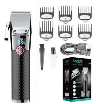 Машинка (триммер) для стрижки волос VGR V-682 Professional, 6 насадок, LED Display
