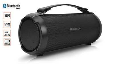 Колонка REAL-EL X-707 Black Refurbished (8Вт, Bluetooth, USB, AUX, microSD,1500мА*час)