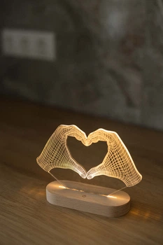 Деревянный 3D ночник светильник с LED подсветкой и сенсором на аккумуляторе