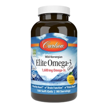 Жирні кислоти Carlson Омега-3 Смак Лимону Elite Omega-3 Gems 180 желатинових капсул