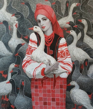 Листівка Cardsforsoul Українка з гускою 10,50 Х 14,8 см