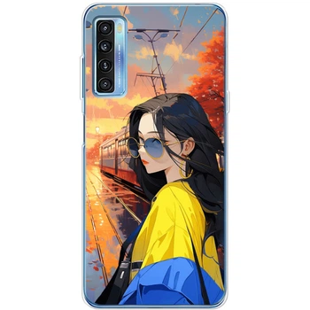 Силиконовый Чехол с Картинкой для TCL 20L Принт (Иллюстрация Стильная Девушка) (56404-ysm004)