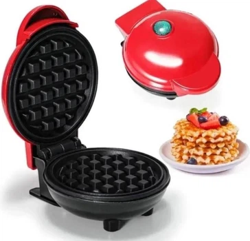 Электрическая мини вафельница Waffle Maker 287 350 Вт с антипригарным красным покрытием