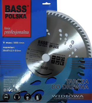 Диск побідитовий Bass Polska 350 мм x 2.2 мм x 80T x 32.0-20.0H 2436 (5902067602072)