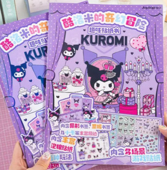 Альбом для творчості з наклейками Куромі (Kuromi) аніме, подарунок для дівчинки, розмальовка аніме геншен, манги, hello kitty, Санріо Кітті, Мелоді (AN)32176