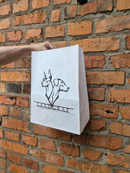 Бумажный пакет с печатью Вашего лого и с прямоугольным дном 350*250*140 белый 100шт