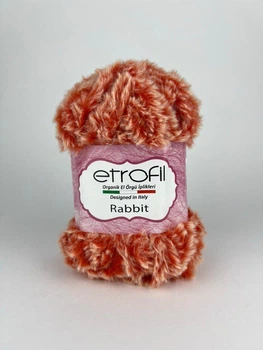 Пряжа для в'язання Etrofil Rabbit Етрофіл Ребіт з імітацією хутра, біло-червоний, 72166-RT