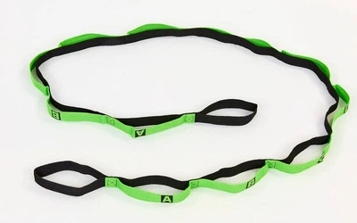 Лента стропа с петлями для растяжки Stretch Strap Record Pro (11 петель, полиэстер, размер 230х2см, Зеленый-черный) (FI-6906)