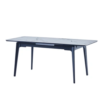 Стол обеденный BERLIN CERAMIC 140(180)*80 белый глянец/черный каркас