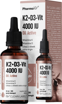 Kompleks witamin Pharmovit K2 + D3 - Vit 4000 IU Aktywny olej 30 ml (5902811239837)