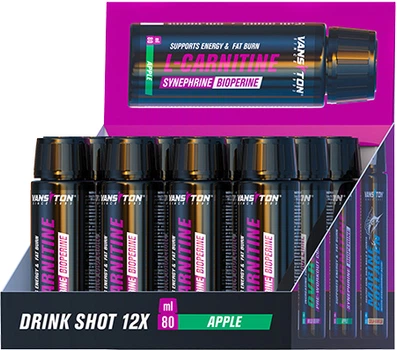 Упаковка Vansiton L-Carnitine жидкость 80 мл x 12 шт Яблоко (4820106592775)