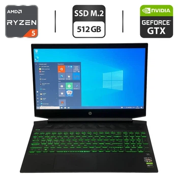 Игровой ноутбук HP Pavilion Gaming 15-ec0013dx / 15.6" (1920x1080) TN / AMD Ryzen 5 3550H (4 (8) ядра по 2.1 - 3.7 GHz) / 16 GB DDR4 / 512 GB SSD M.2 / nVidia GeForce GTX 1050, 3 GB GDDR5, 96-bit / WebCam / Windows 10 Pro б/у