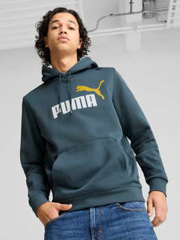 Bluza męska z kapturem Puma ESS+ 2 Col Big Logo Hoodie FL 58676418 S Granatowa (4067981446506)