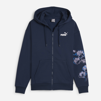 Спортивна кофта жіноча Puma Ess + Floral Vibes FZ Hoodie FL 68602614 L Темно-синя (4067982706227)