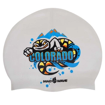 Шапочка для плавания силиконовая для взрослых Mad Swim Colorado 055838 White-Multicolor