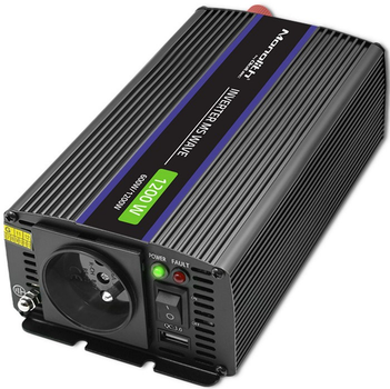 Przetwornica samochodowa Qoltec Monolith 1200 MS Wave 600 W/1200 W 12 V na 230 V (5901878519258)