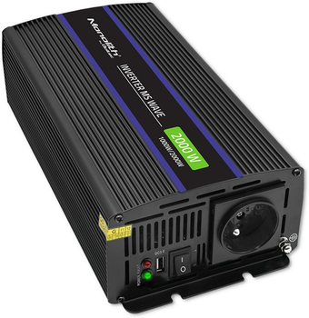 Przetwornica samochodowa Qoltec Monolith 2000 MS Wave 1000 W/2000 W 12 V na 230 V (5901878519265)