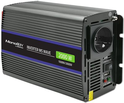 Автомобильный инвертор Qoltec Monolith 2000 MS Wave 1000 Вт/2000 Вт, 12 В на 230 В (5901878519265)