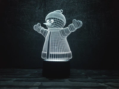 Змінна пластина для 3D Світильників "Сніговик" 3DTOYSLAMP