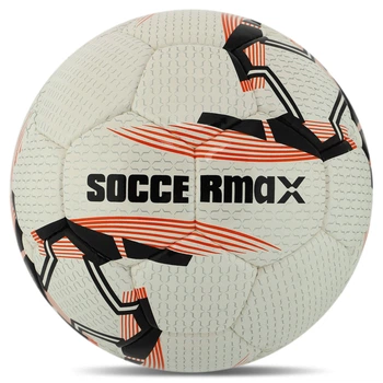 Мяч футбольный профессиональный №5 SOCCERMAX FIFA (PU, Белый-оранжевый) (FB-7996_Белый-оранжевый)