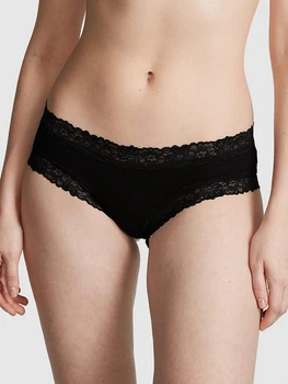 Женские трусики Victoria's Secret (146987562342) WINK LACE-TRIM CHEEKY XS черные