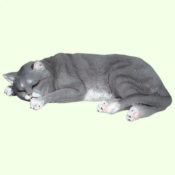 Копилка фигурка для денег Спящий кот серый