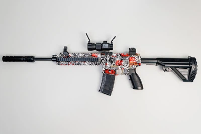 Дитячий іграшковий автомат на орбізах Орбіган M416 Біло-червона гідрогелевими кулями Гель бластер акумуляторний + 500 орбізів