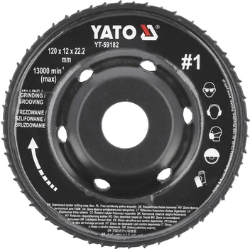 Tarcza frezowa wypukła do KSHM Yato do drewna, szpachli, gipsu; Ø=120/22,2 mm, t= 16/12 mm, chropowatość nr 1 YT-59182 (5906083099601)