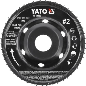 Tarcza frezowa wypukła do KSHM Yato do drewna, szpachli, gipsu; Ø=120/22,2 mm, t= 16/12 mm chropowatość nr 2 YT-59183 (5906083099618)