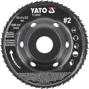 Frez dyskowy wypukły do KSHM Yato do drewna, szpachli, gipsu; Ø=120/22,2 mm, t= 16/6 mm szorstkość nr 2 [10] YT-59181 (5906083099595)