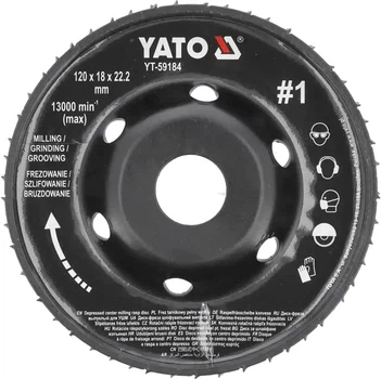 Tarcza frezowa wypukła do KSHM Yato do drewna, szpachli, gipsu; Ø=120/22,2 mm, t= 18 mm szorstkość nr 1 [10] YT-59184 (5906083099625)