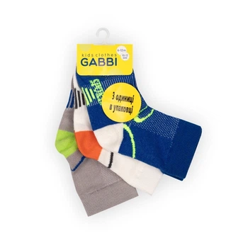 Шкарпетки дитячі бавовняні демісезонні для хлопчика GABBI NSM-712/3 3 пари розмір 12-14 (90713)