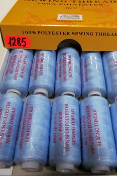 Нитки полиэстер №40/2 400ярд серо-голубой (№1285) коробка 10кат.