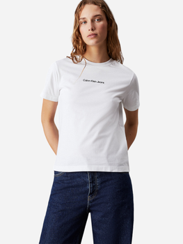 Футболка бавовняна жіноча Calvin Klein Jeans J20J221065-YAF M Біла (8720107635579)