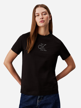 Футболка бавовняна жіноча Calvin Klein Jeans J20J224791-BEH S Чорна (8720639226955)