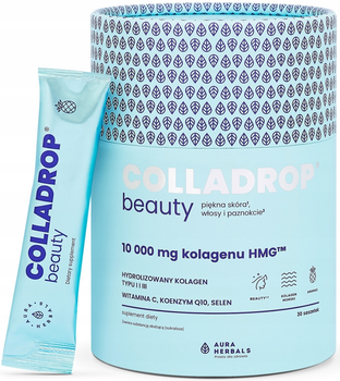 Дієтична добавка Aura Herbals Colladrop Beauty Колаген HMG 10000 мг Ананас 30 саше (5902479614434)