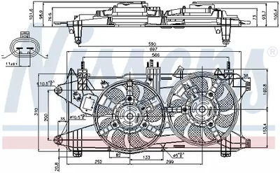 Вентилятор охлаждения двигателя FIAT DOBLO (01-) 1.3 MJTD - 1.9 JTD, NISSENS (85689)