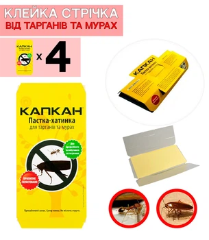 Комплект Клеевых ловушек для тараканов и муравьев 4шт 19х19см (766373)