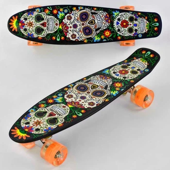 Скейт Пенни борд Best Board черный с принтом, Р15909 METR+